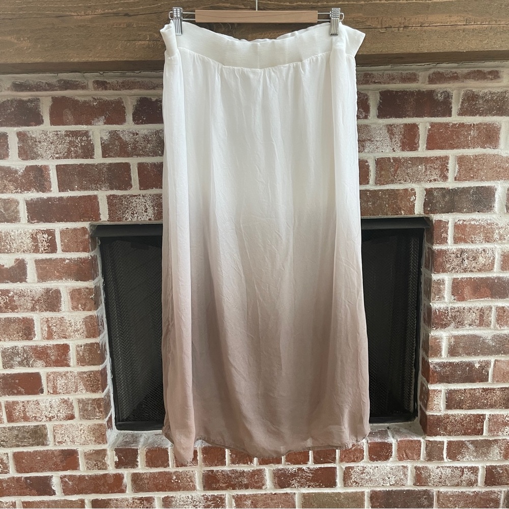 Chico’s Women's Ombre Midi Skirt in White to Tan L/XL